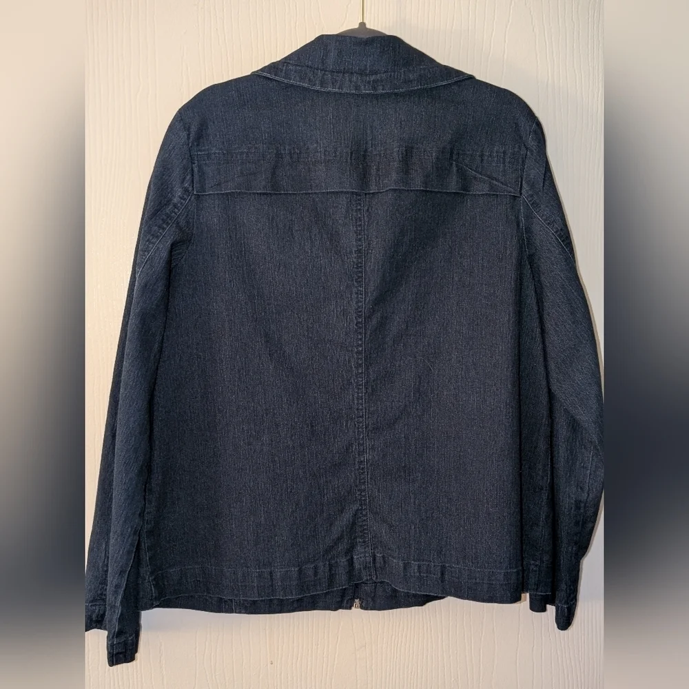 Studio Works Blue Denim Jacket Relaxed Fit Stand Up Collar PL